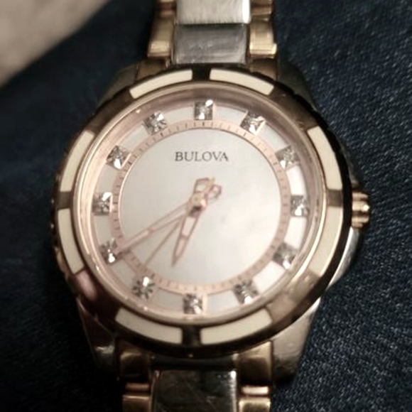 Bulova Rose & Silver Diamond Watch